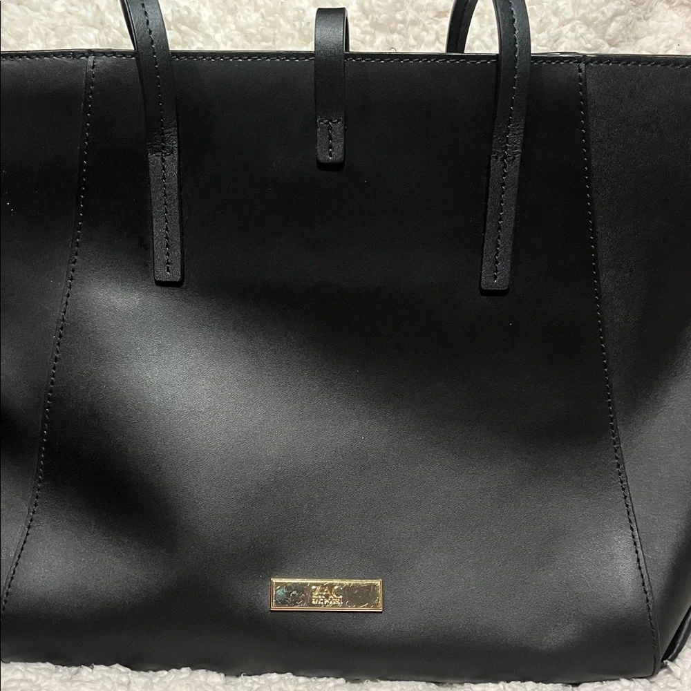 Zac Posen Sleek Black Tote with Gold Details - Picture 2 of 5